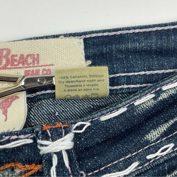 LAGUNA BEACH JEANS Skull Pockets Dark Wash Low Rise Size 26 (Missing 1 Button) - Picture 7 of 11
